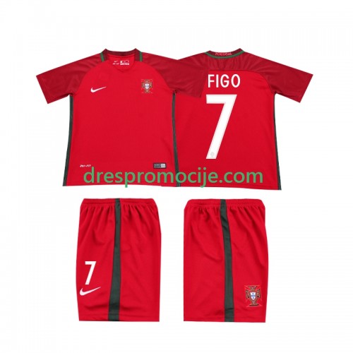 Portugal FIGO 7 2016 Dres Retro Dječji Domaći Kratkih Rukava Portugal FIGO 7 2016 Dres Retro Dječji Domaći Kratkih Rukava
